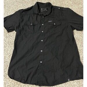 Men's Marc Echo Black Short Sleeve Button Down Shirt, Large